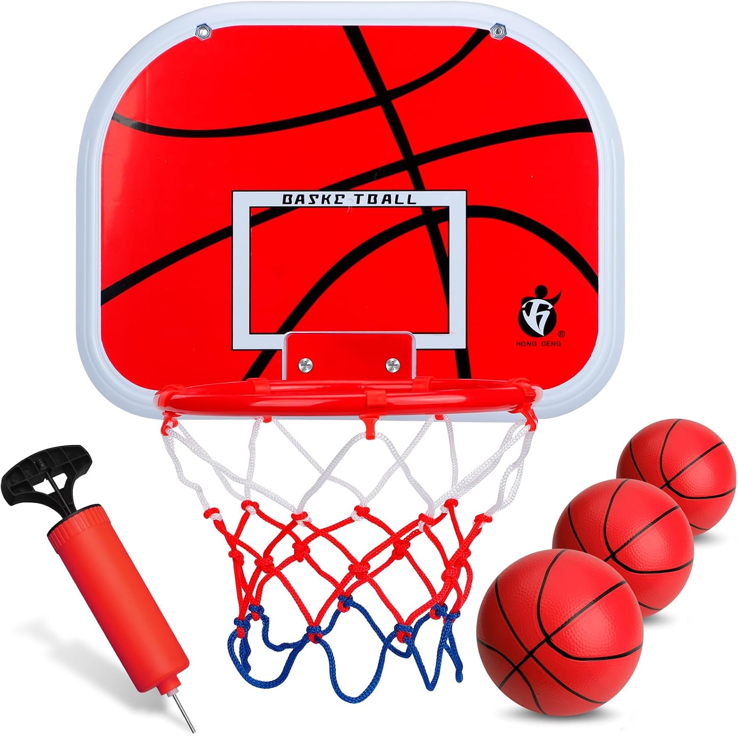 Indoor Basketball Hoop Set for Kids Adults, Mini Over The Door Hoop Set with 4 Balls for Dormitory Home Office
