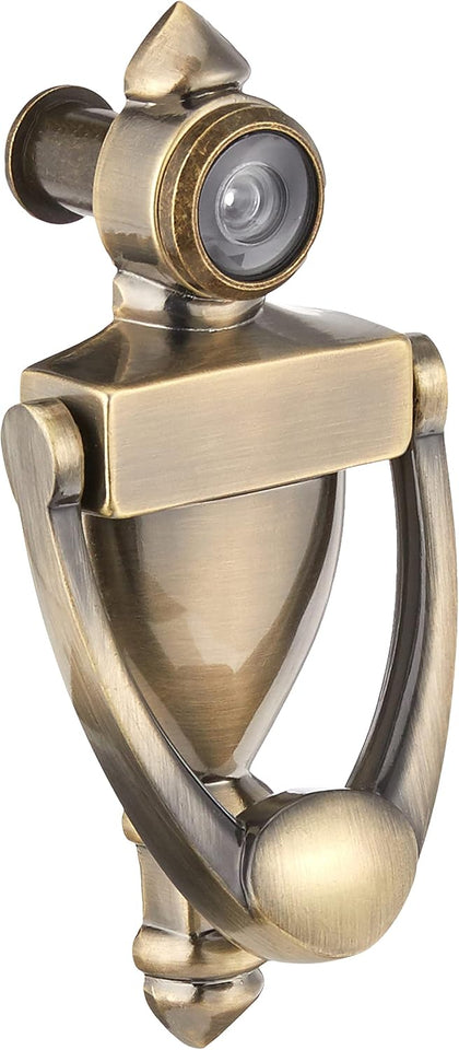 S 4235 Door Knocker and Viewer, Antique Brass, Single Pack | Diecast Construction