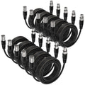 XLR Cable 25ft 10 Packs - Microphone Cable with 3-Pin XLR Male to Female | Balanced Shielding Mic Cable for Recording