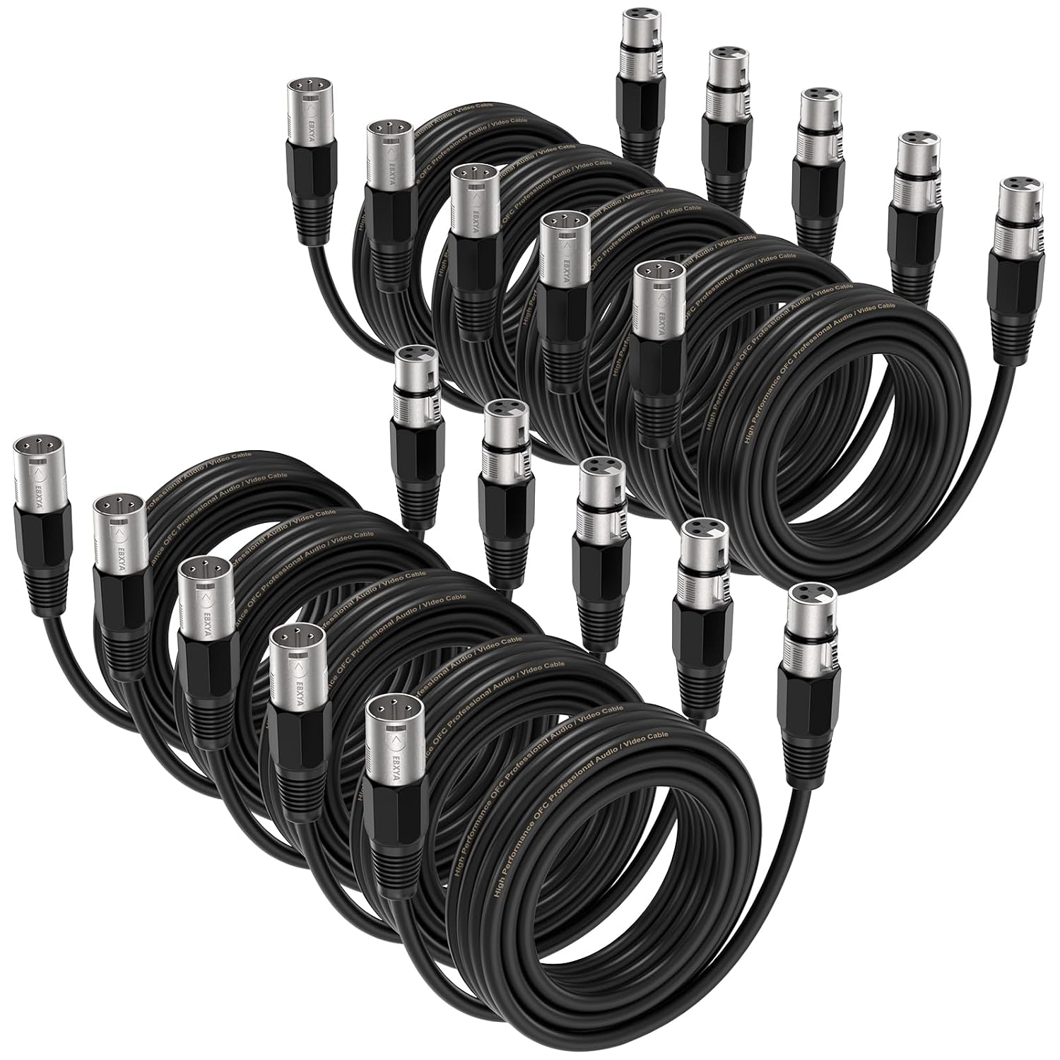 XLR Cable 25ft 10 Packs - Microphone Cable with 3-Pin XLR Male to Female | Balanced Shielding Mic Cable for Recording