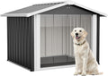 Metal Dog House for Large Dogs, Durable Waterproof Dog Kennel with Steel Frame, Removable Floor, Easy to