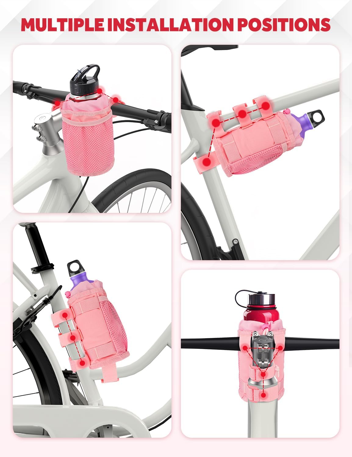 Bike Cup Holder, Bicycle Water Bottle Holder for Bike Handlebar | Bike Water Bottle Holder Handlebar with Mesh