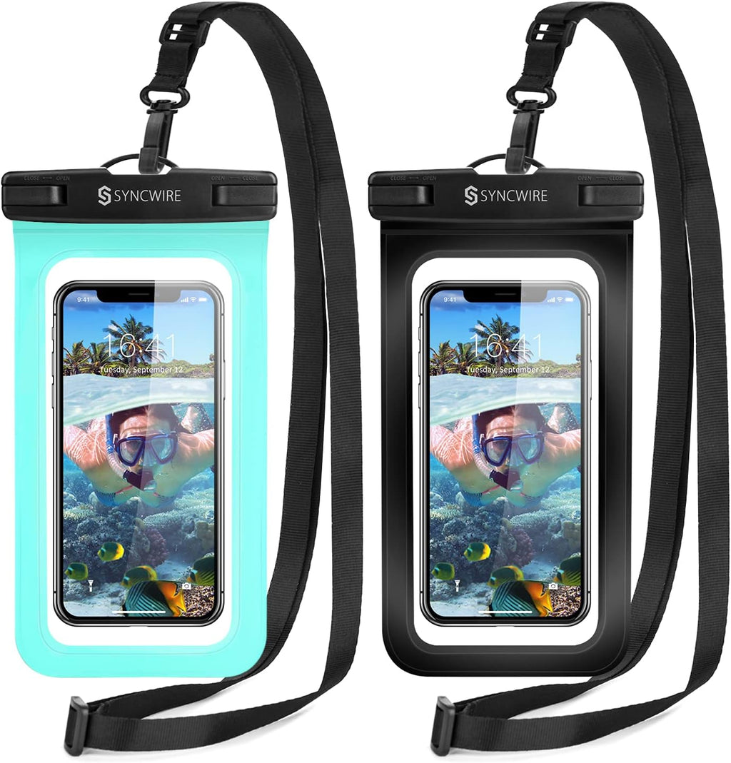 Waterproof Phone Pouch IPX8 Beach Cruise Travel Essentials 2 Pack | Cell Phone Dry Bag, Waterproof Phone Case for