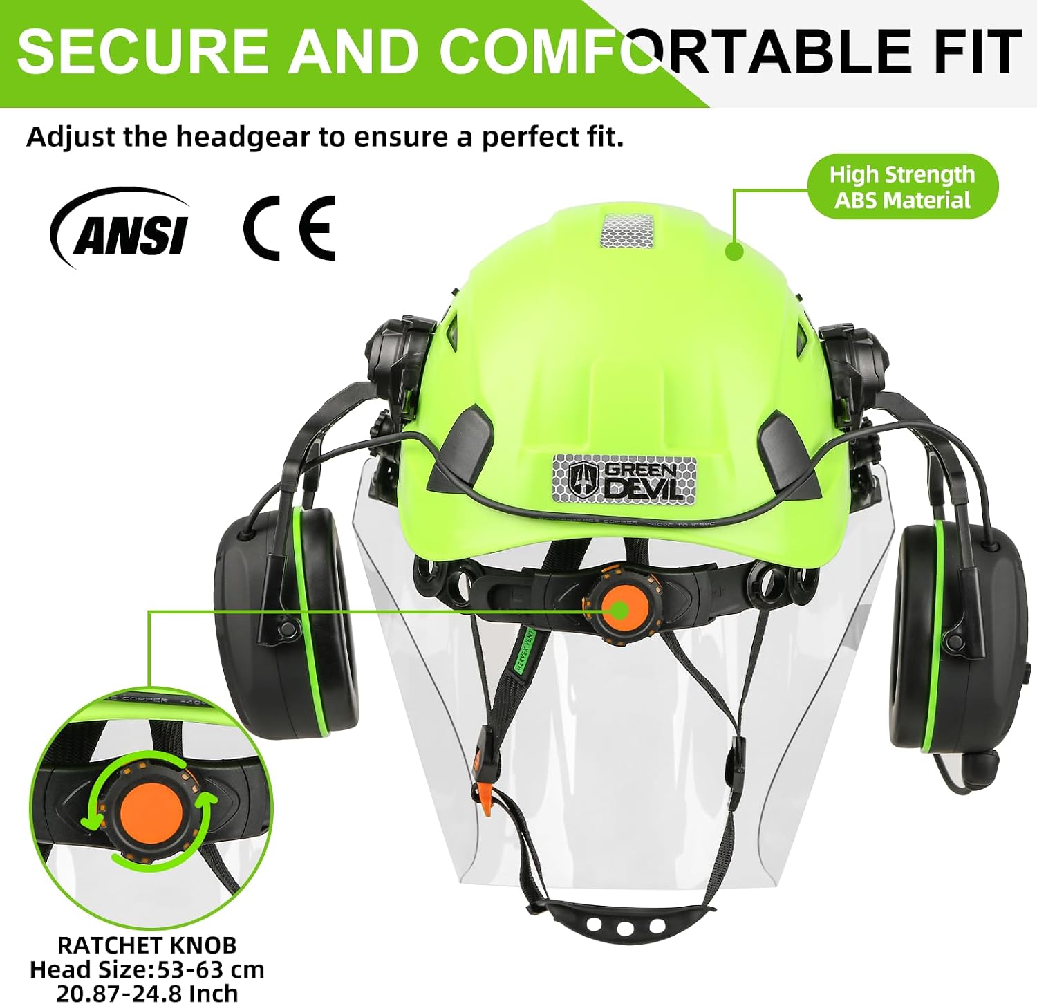 Forestry Chainsaw Safety Helmet with Bluetooth Ear Muffs Arborist Helmet Hard Hat with Built-in Visor Face Shield 5
