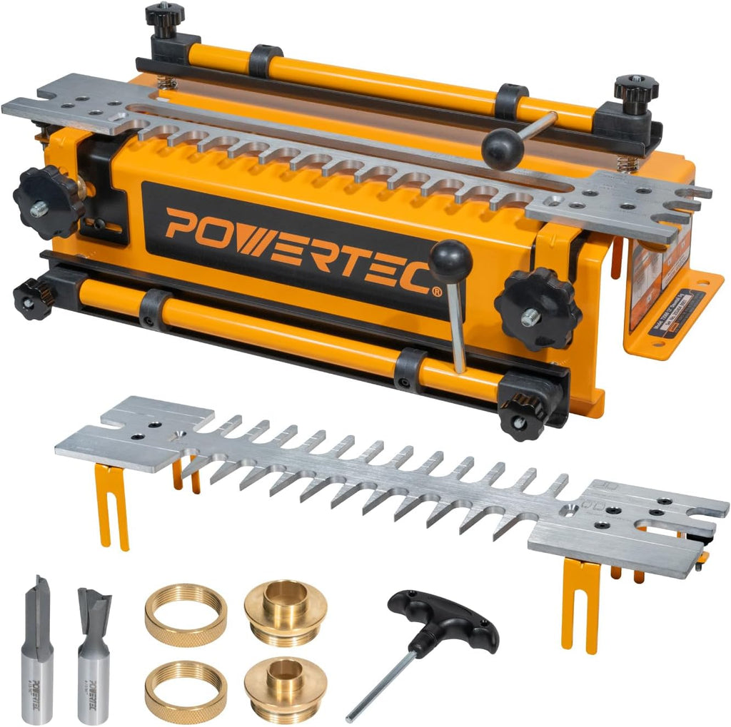 12 Inch Dovetail Jig with Templates, Router Bits, and Guide Bushing - For Cutting Half-Blind & Through Dovetails, Box