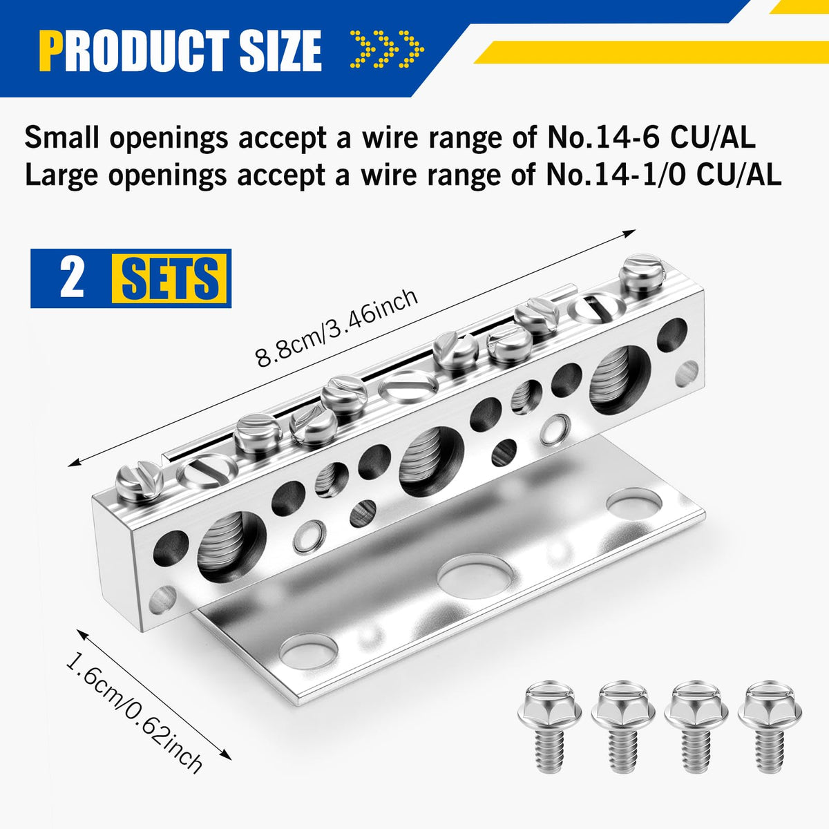 Relaxweex 2 Pcs Ground Bar Kit with 11 Terminal Positions
