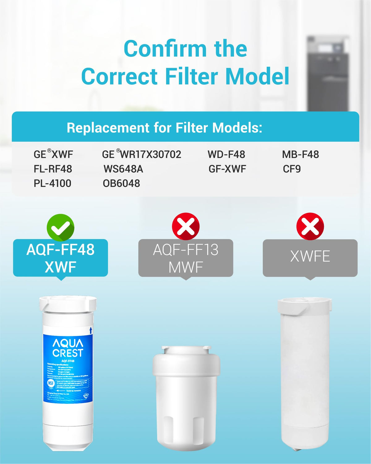 XWF Water Filter Replacement for GE WR17X30702, 2 Pack No chip