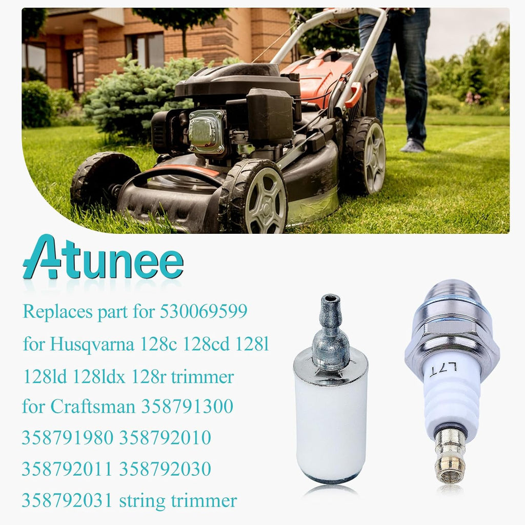 530069599 Fuel Line for Husqvarna 128c 128cd 128l 128ld 128ldx 128r Trimmer, 128L Air Filter with Primer Bulb Spark Plug Fuel Line Kit Replace 530 06 95-99, 530 15 02-53