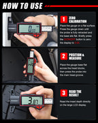 GODESON Digital Tire Tread Depth Gauge, 2.5" Large LCD Display, 0–1" Range