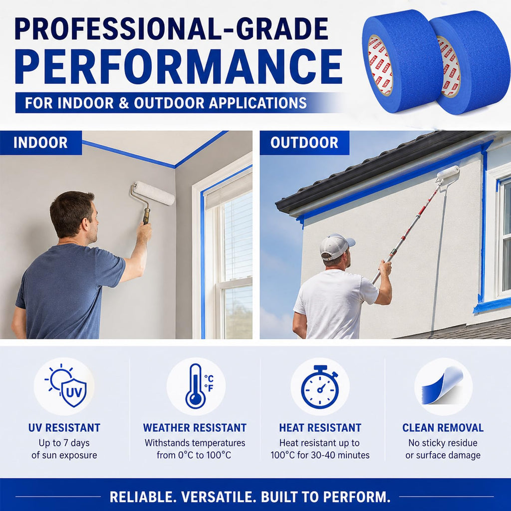 Blue Painters Tape 2 Inch Wide – 18 Rolls x 55 Yards (990 Total Yards), Clean Removal Masking Tape for Sharp Paint