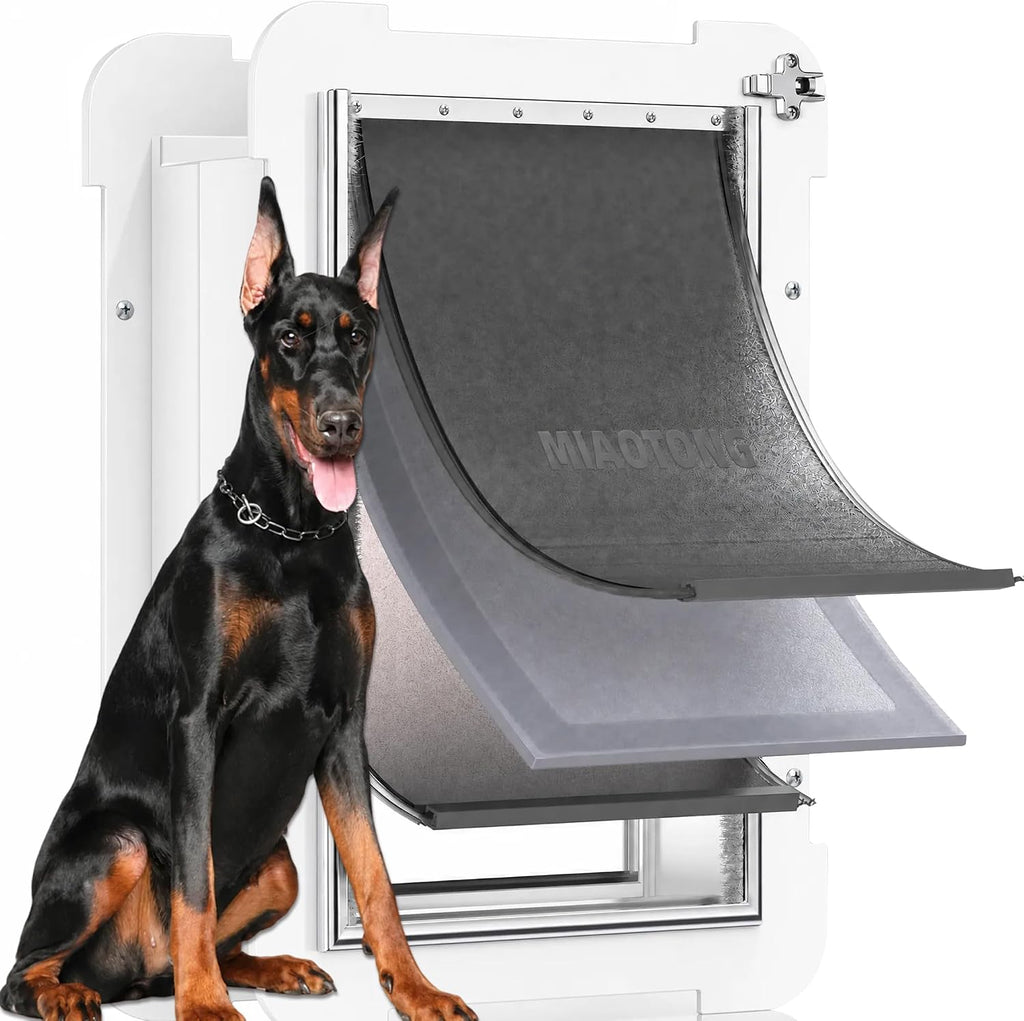 3-Flap Never Rust Extra Large Dog Door for Wall with Sliding Lock Panel