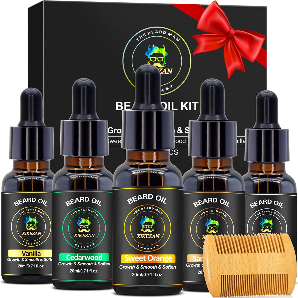 Beard Oil & Comb Set Soften, Smooth/Strengthen, Christmas Stocking Stuffers