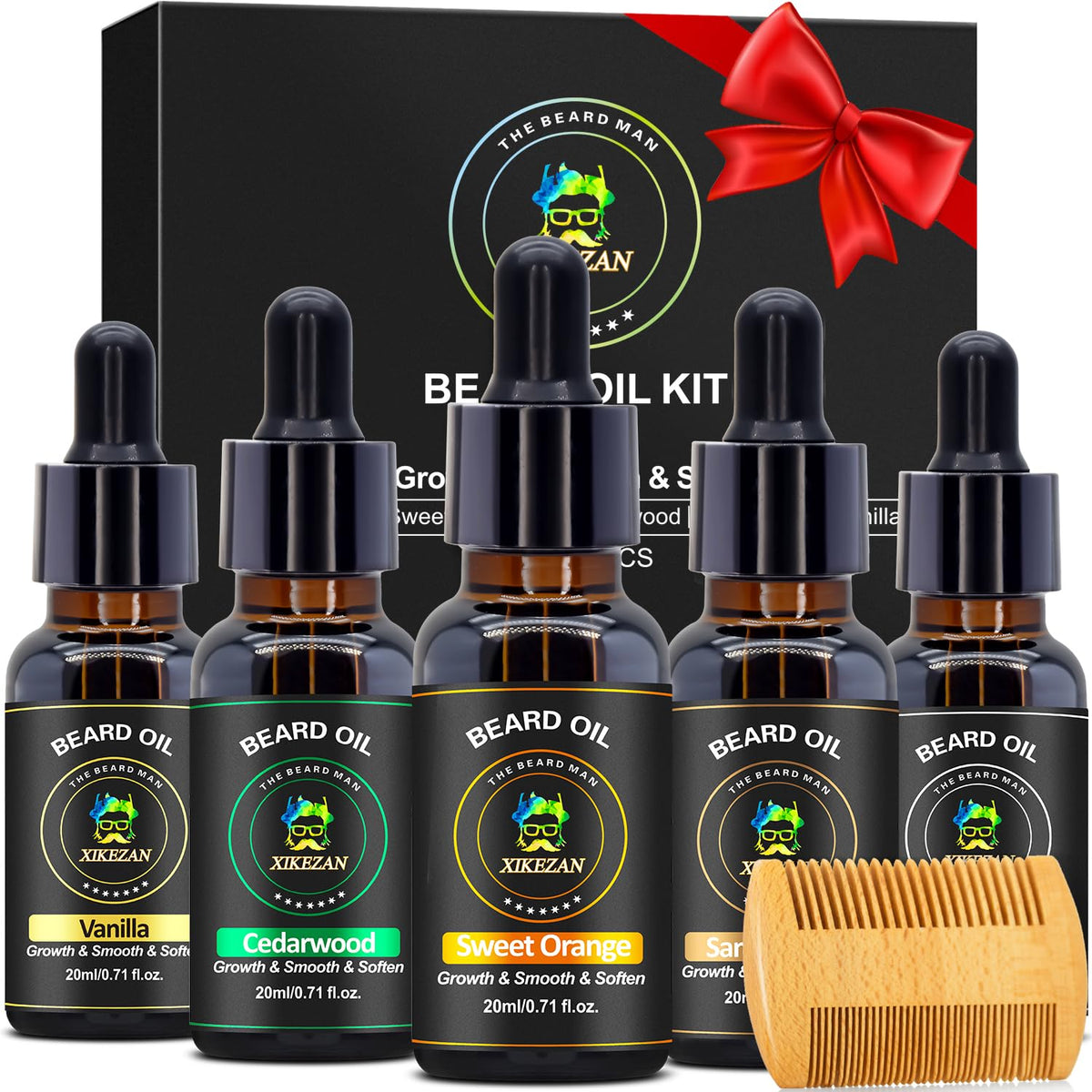 Beard Oil & Comb Set Soften, Smooth/Strengthen, Christmas Stocking Stuffers
