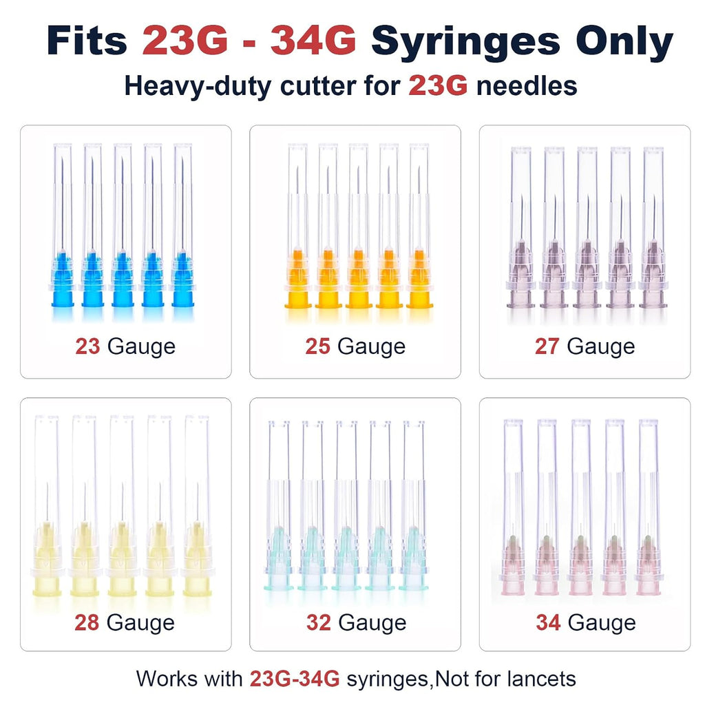 Needle Clipper for Insulin Syringe, Portable Sharps Container for Disposal Sharps, Compatible with 23-34Ga Syringe