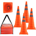Safety Cones, 4 Pack 28 inch Collapsible Traffic Cones, Construction Cones with Reflective Collars, Wide Base and A