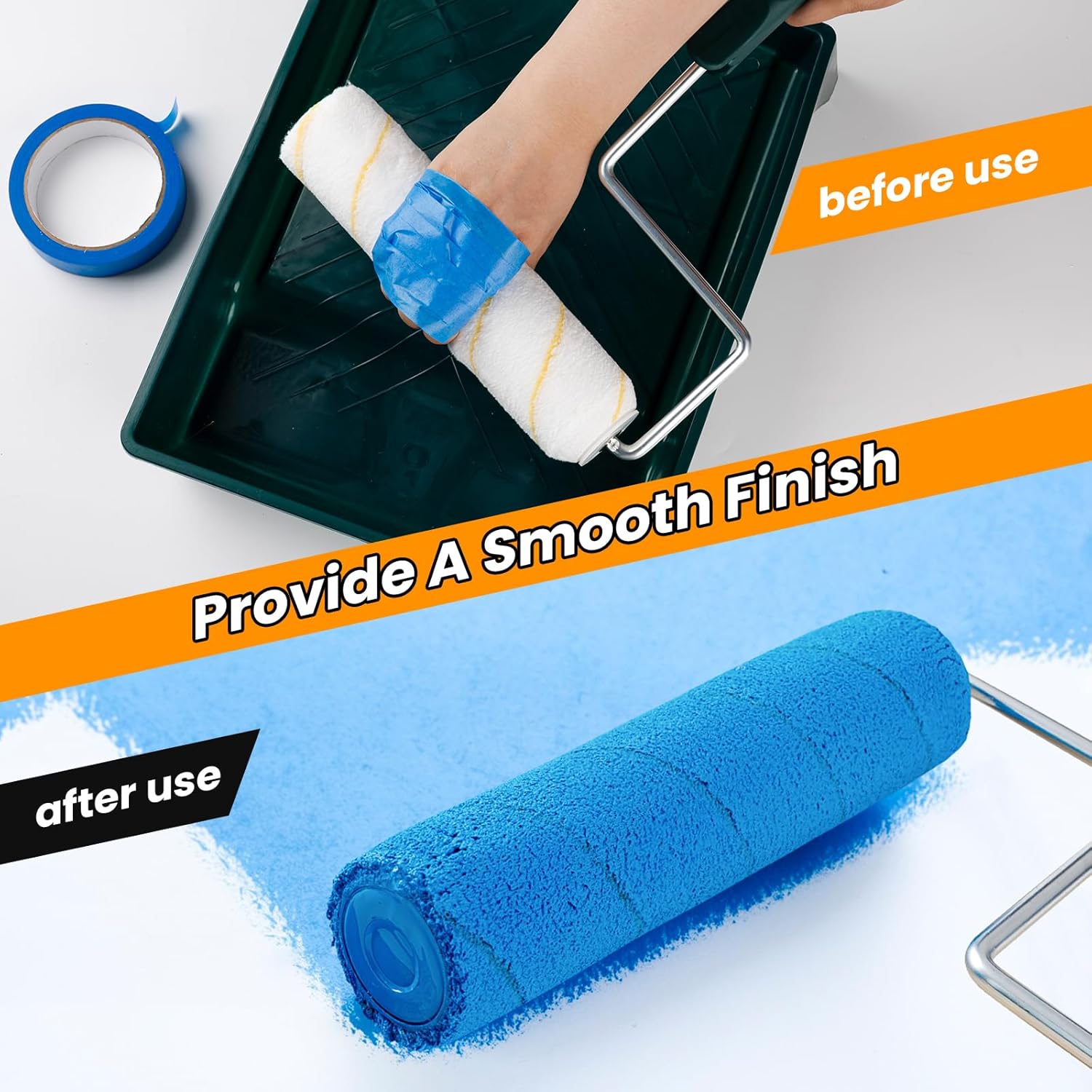 Paint Roller Covers, 5 Pack, 9 Inch Microfiber Paint Roller, 3/8" Nap Covers for Paint Roller Frame, Rollers for
