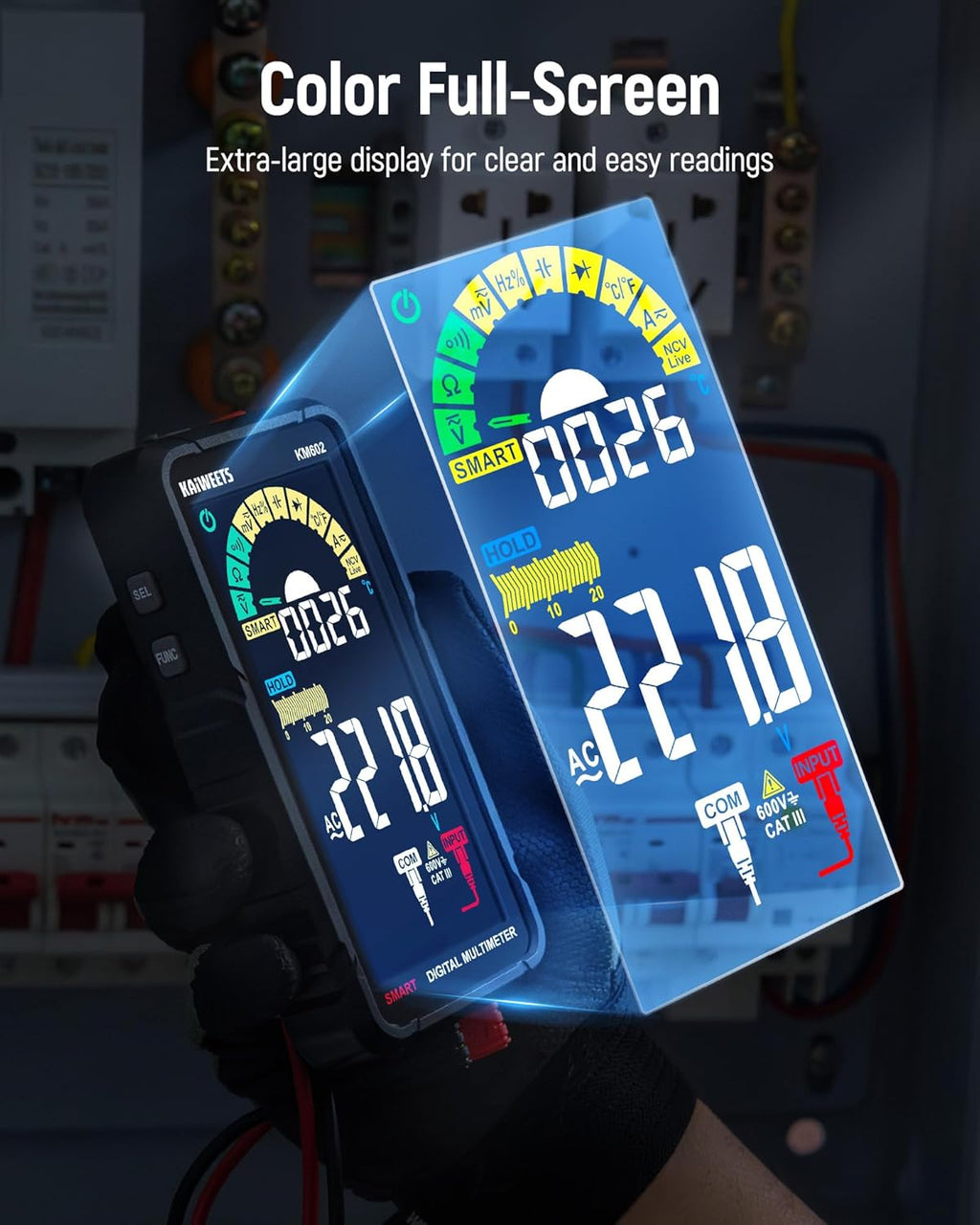 KAIWEETS Smart Multimeter Rechargeable and KAIWEETS EMF Detector, 3-in-1 Handheld EMF Meter