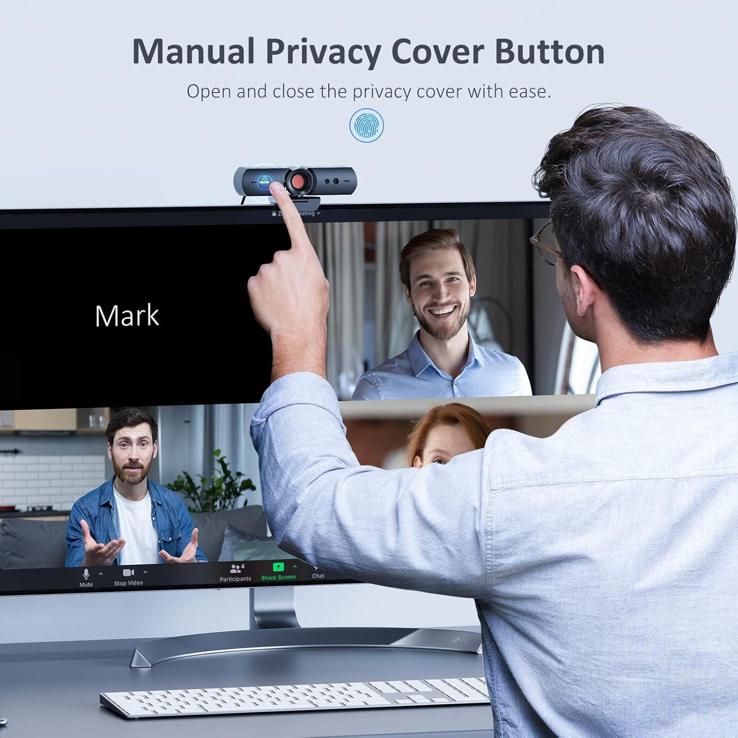 HelloCam, 1080P Webcam with Windows Hello, True Privacy, Automatic Electronic Shutter, Computer Camera, Microphone