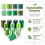 15-Color Polyester Machine Embroidery Thread Set, Green Series