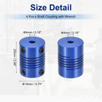 ELEZAPLY Flexible Shaft Coupling(4mm|4mm): 4 Pcs Blue Aluminum Alloy