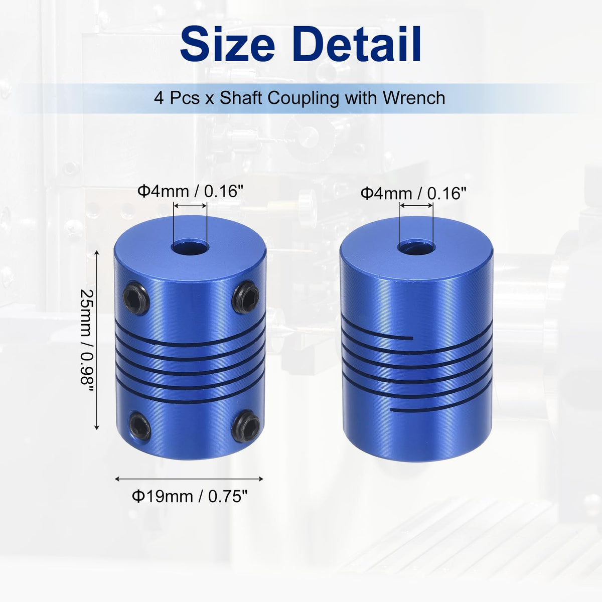 ELEZAPLY Flexible Shaft Coupling(4mm|4mm): 4 Pcs Blue Aluminum Alloy