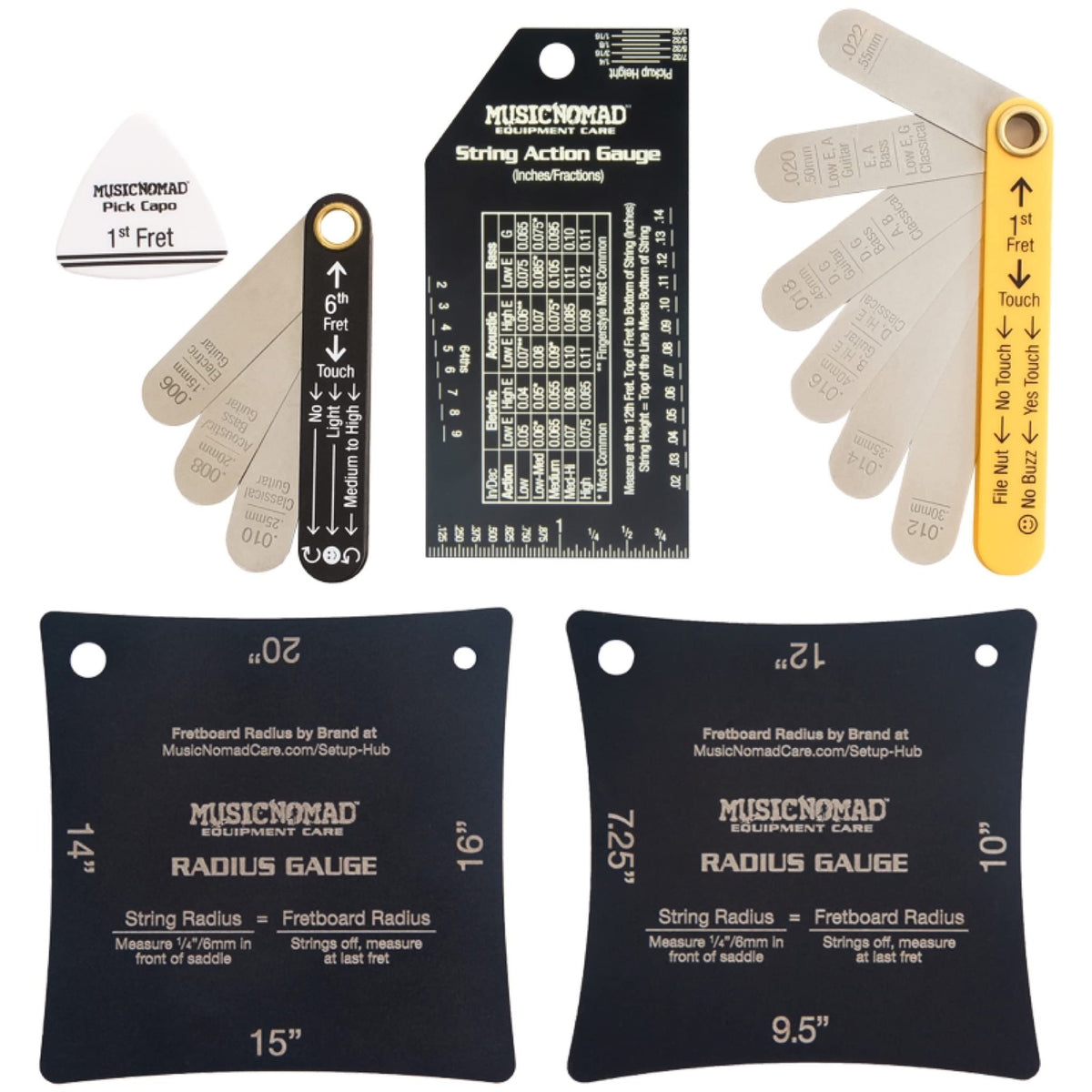 MusicNomad Precision 6 pc. Guitar Setup Gauge Tool Set (MN604)