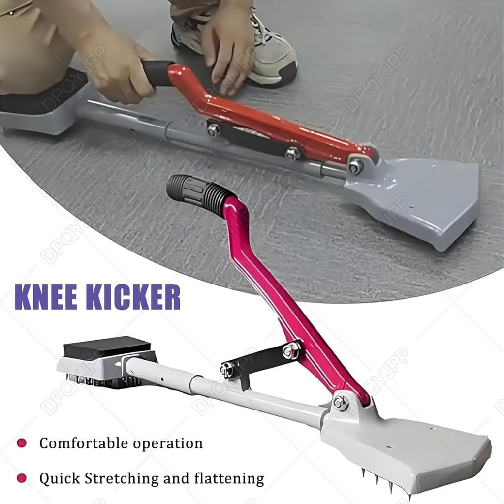 Kneeless Carpet Stretcher, Fit Laying Tool w/Soft Rubber Handle and Grippers, Knee Kicker Kit, DIY Use, Essential