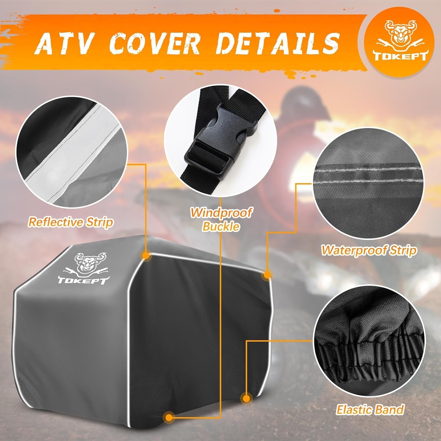 ATV Cover Waterproof Heavy Duty 300D Trailerable 4 Wheeler Cover | All Season Weather Proof Outdoor UV Protection