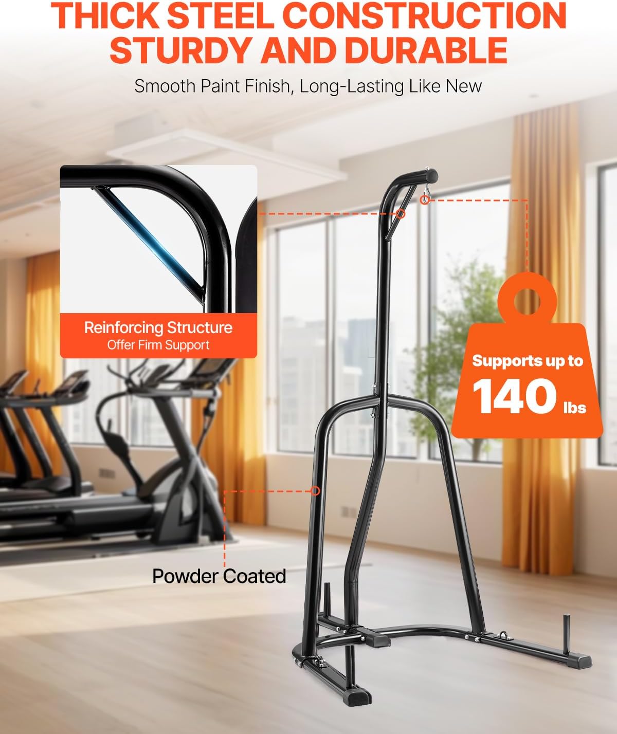 Punching Bag Stand, Steel Heavy Duty Workout Training Equipment, Adjustable Height Boxing Punching Stand with