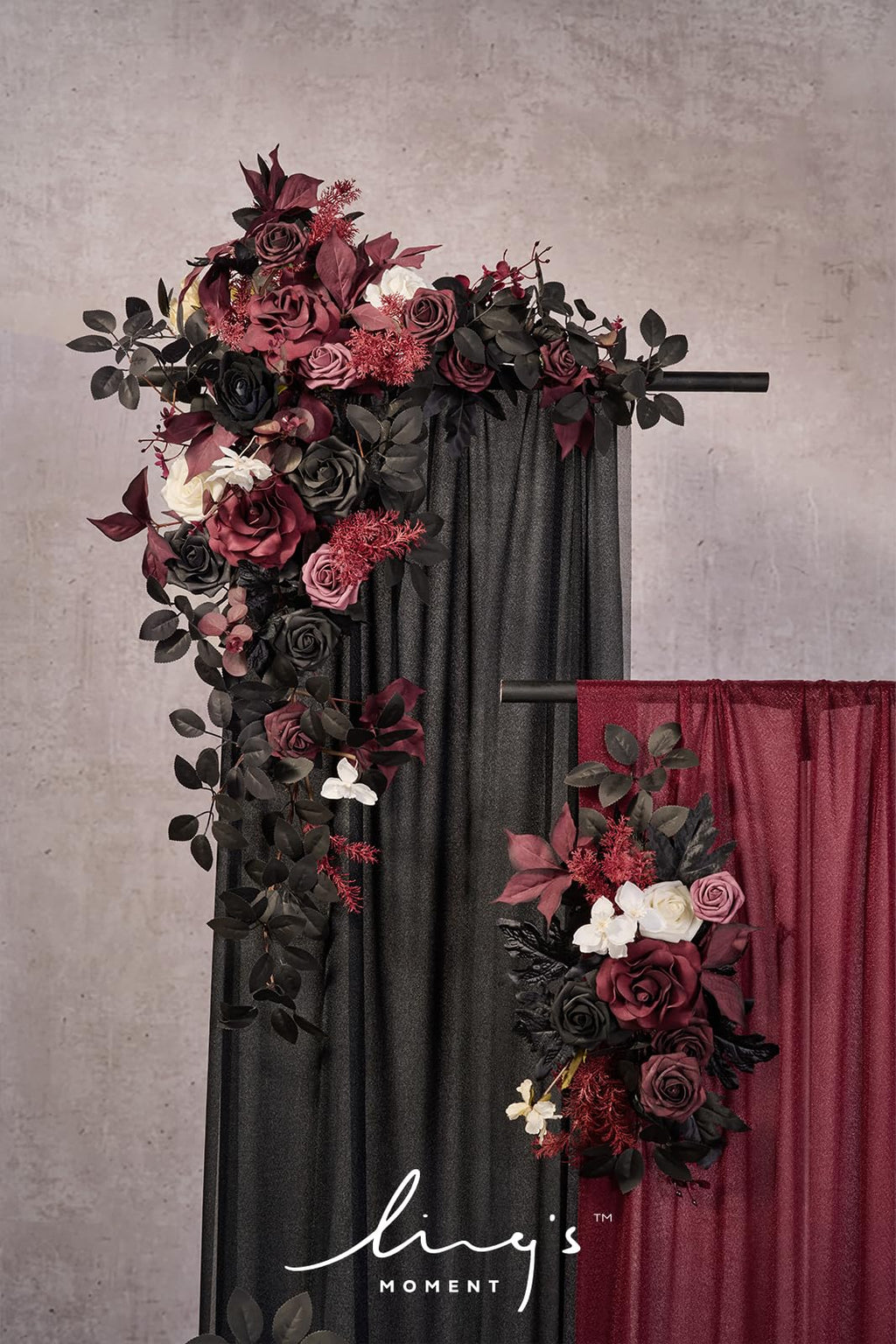 Wedding Arch Flowers Kit, Pack of 4, Black Red