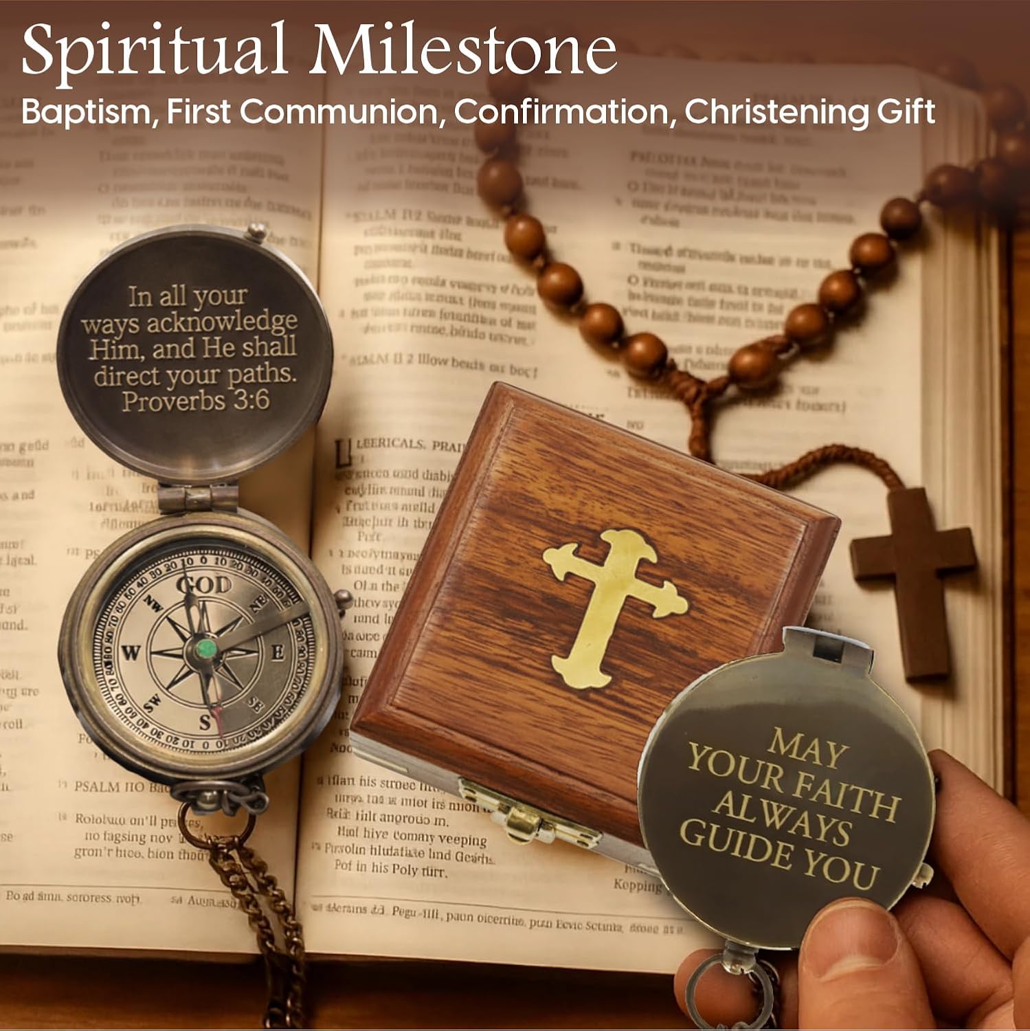Baptism Gift for Teen Boys | Christian Inspirational Keepsake | Catholic Religious Gift for Son, Godson, Grandson |