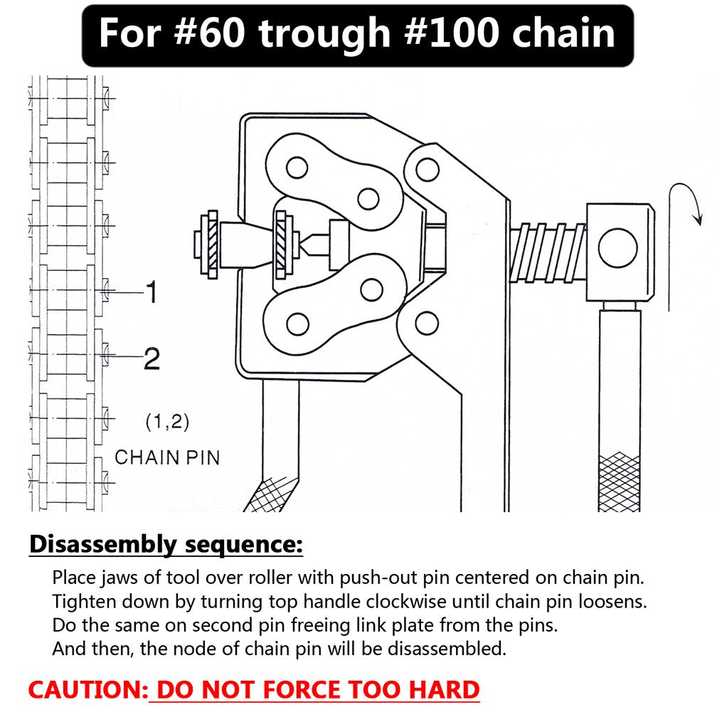 #60-100 Roller Chain Breaker Splitter Detacher Tool for Chains Replacing