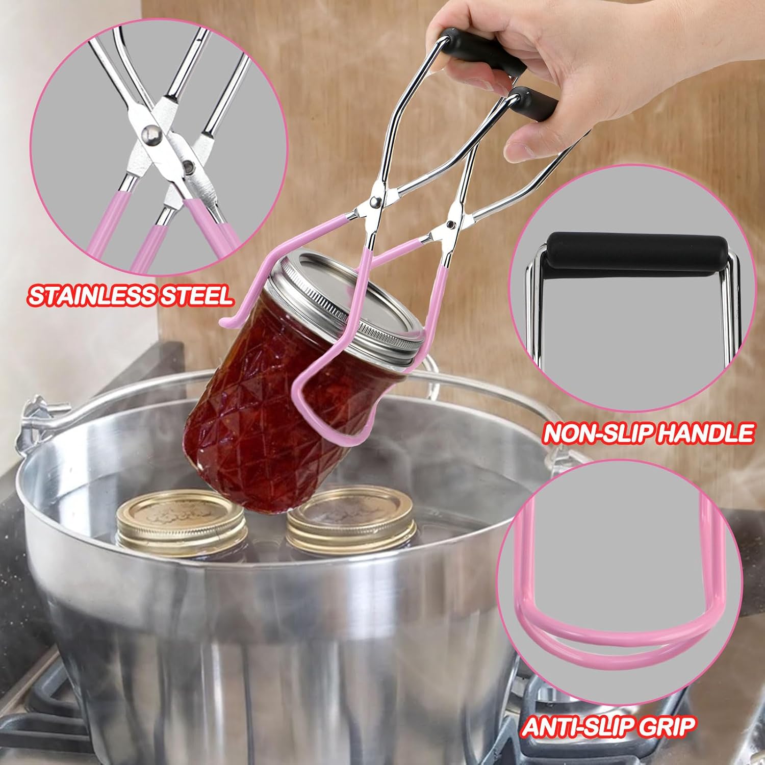 Canning Supplies Starter Kit with Stainless Steel Canning Rack and Accessories Tools, Includes Canning Jar lifter