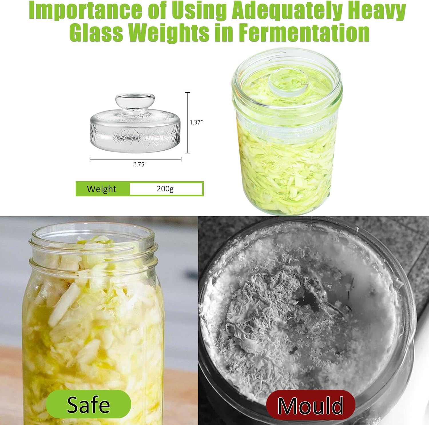 10-Pack Glass Fermentation Weights with Easy Grip Handle and Unique Texture Design for Large Wide Mouth Mason Jars