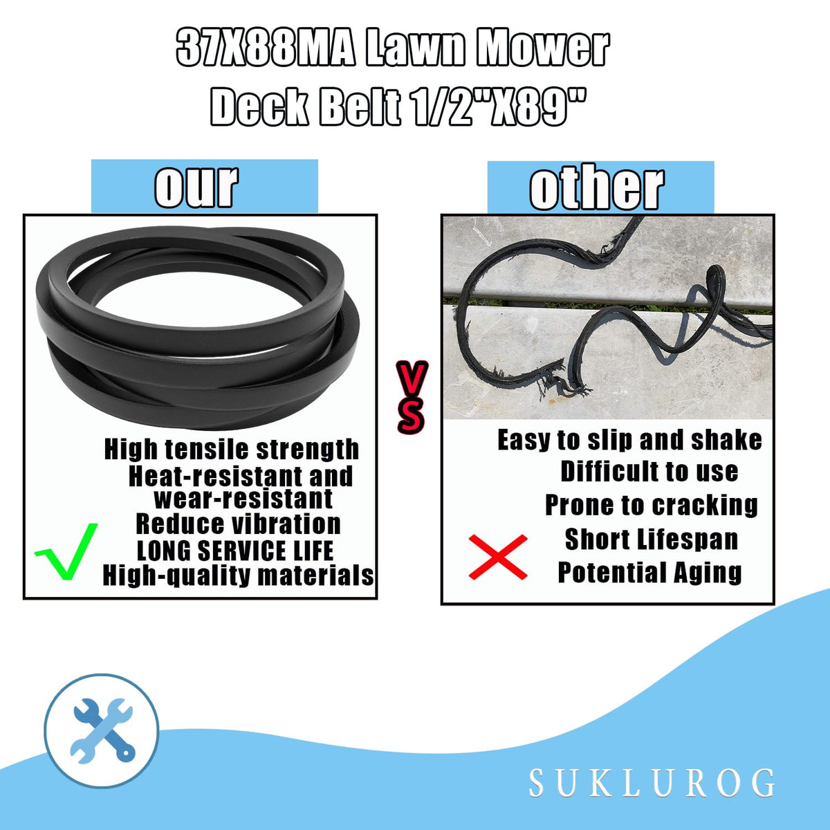 37X88MA Lawn Mower Deck Belt 1/2"X89" Fits for Murray Lawn Mower