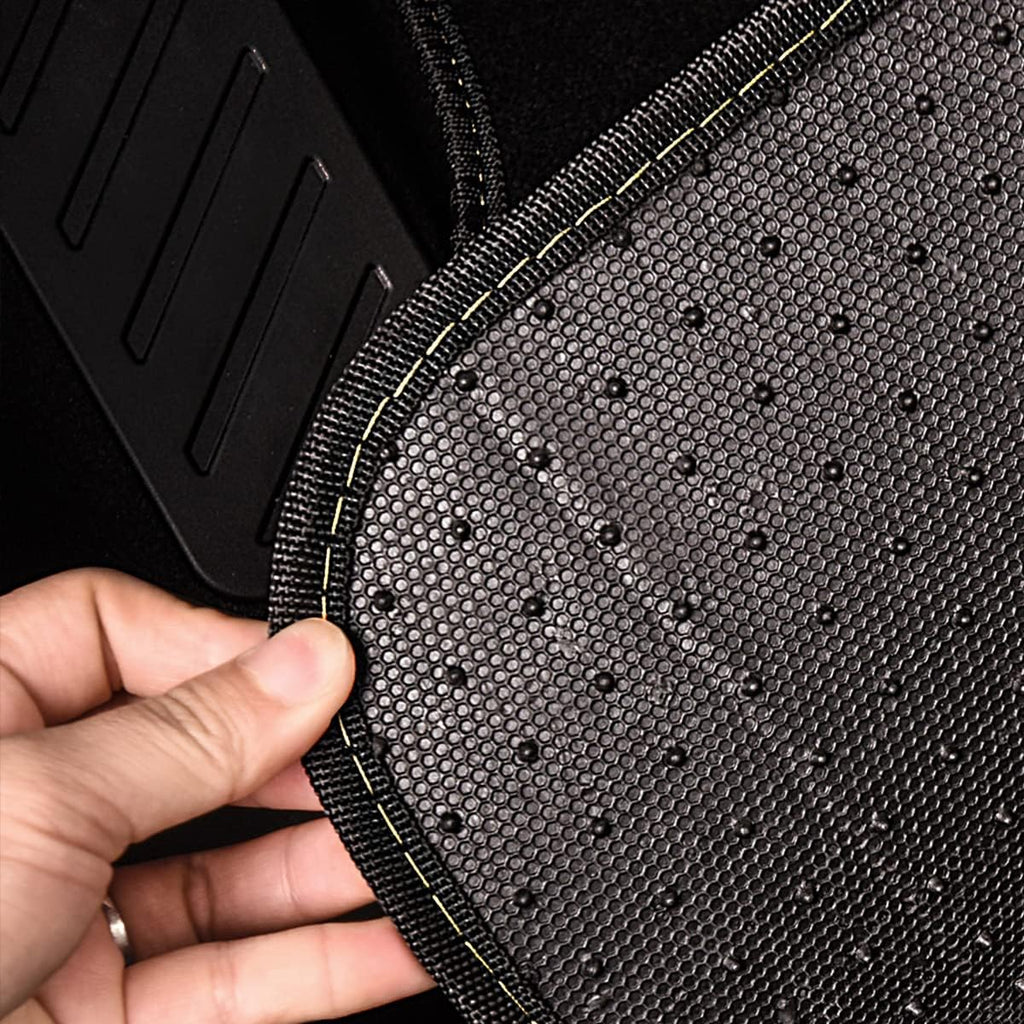 Waterproof Universal Fit Car Floor Mats, Faux Leather Car Carpet Mats, Black Car Mats with Anti-Slip Nibbs Backing &