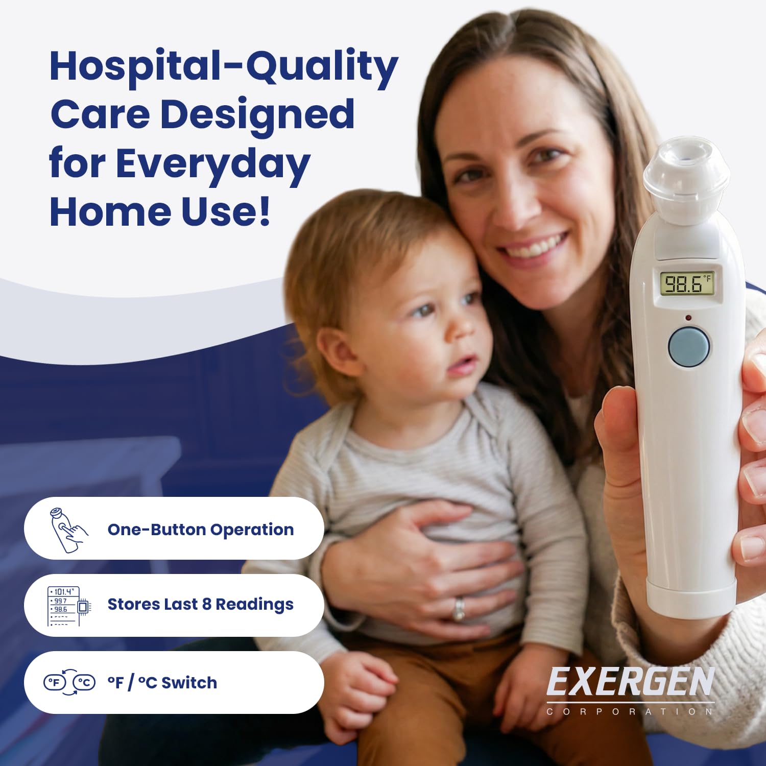 TAT-2000C Temporal Artery Thermometer for Kids, Newborns & Adults, Soft Glow Display, Silent Mode, 9V Battery Included
