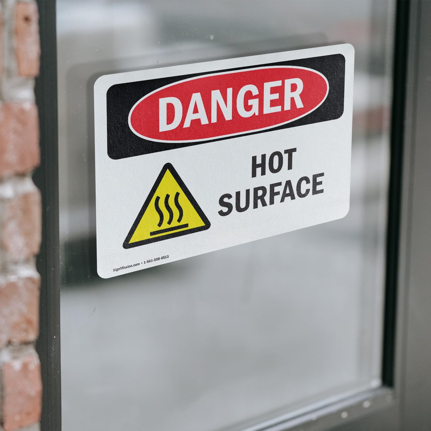(2 Pack) Hot Surface OSHA Danger Sign 7 Inch X 5 Inch Vinyl Label Decal Sticker Weather Resistant, UV Protected for