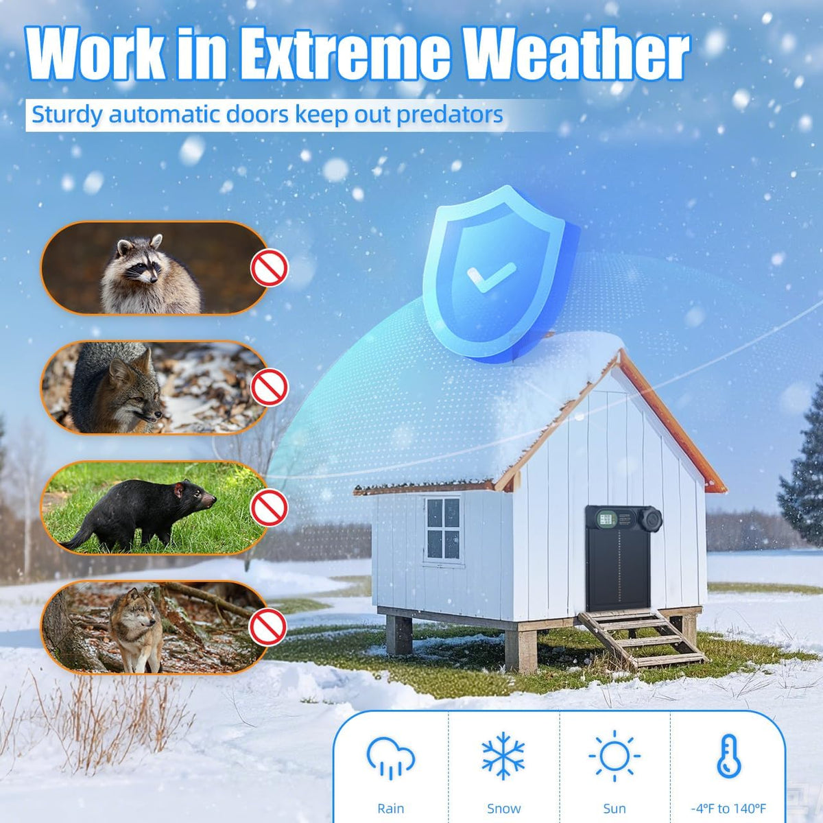 Automatic Chicken Coop Door Opener, Battery Powered & Anti-Pinch Sensor