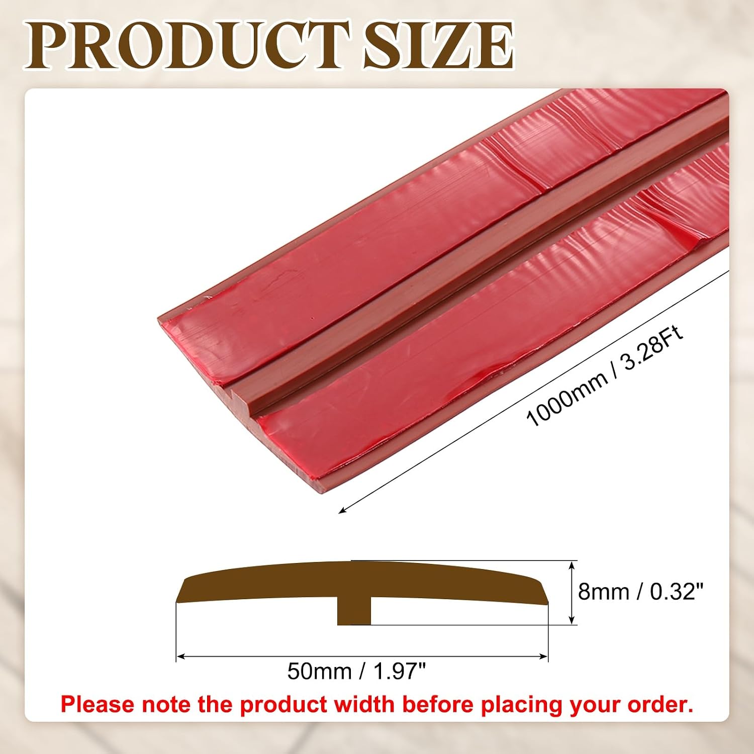 T-Molding Transition Strips, 3.28 ft x 1.97" (L x W) PVC Floor Flat Divider Strip Self Adhesive Vinyl Flooring Edging