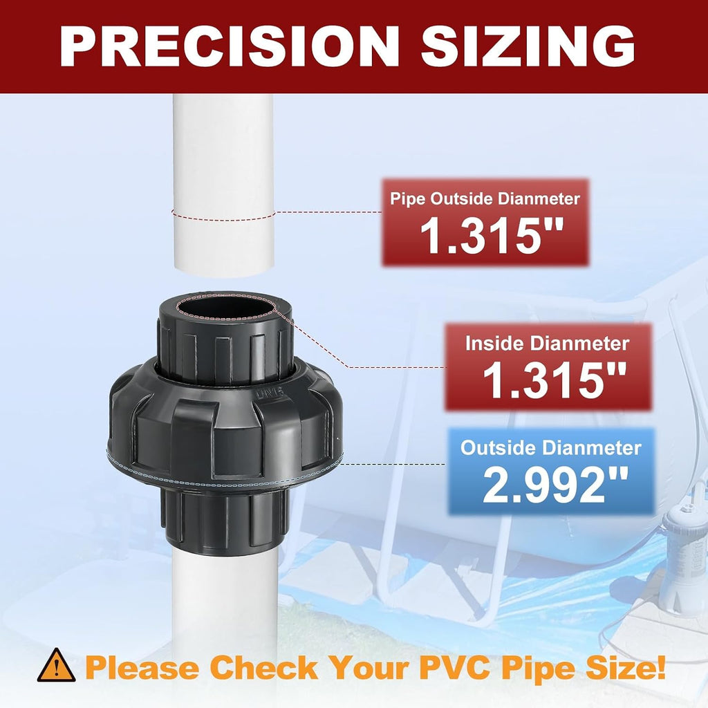 DTGN 12Pcs 1" PVC Union Coupling Pipe Fitting SCH80 Slip Union Adapter