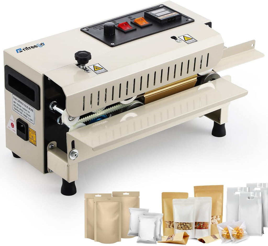 Commercial Heat Sealer Machine, Automatic Continuous Band Sealer, Beige