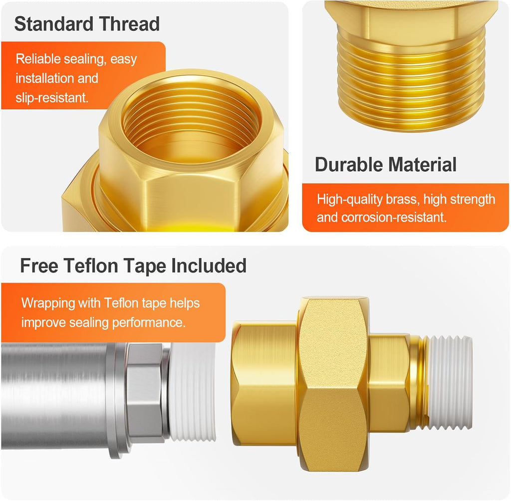 GASHER 3/8" NPT (F x M) Brass Union Pipe Fitting