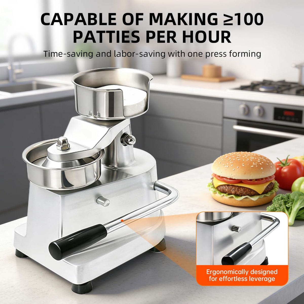 Commercial Hamburger Press Patty Maker, 4 inch Manual Burger Press