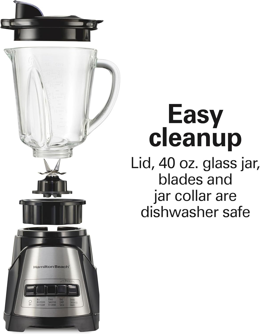 Power Elite Blender For Smoothies With Wave Action System | 40 oz. Glass Jar | 12 Functions Including Puree, Crush