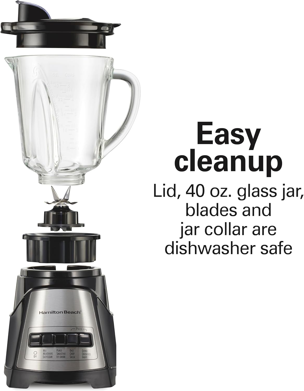 Power Elite Blender For Smoothies With Wave Action System | 40 oz. Glass Jar | 12 Functions Including Puree, Crush