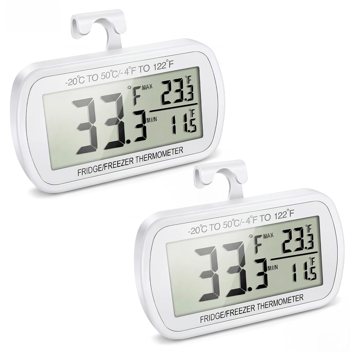 Waterproof Refrigerator Fridge Thermometer, Digital Freezer Room Thermometer, Max/Min Record Function Large LCD