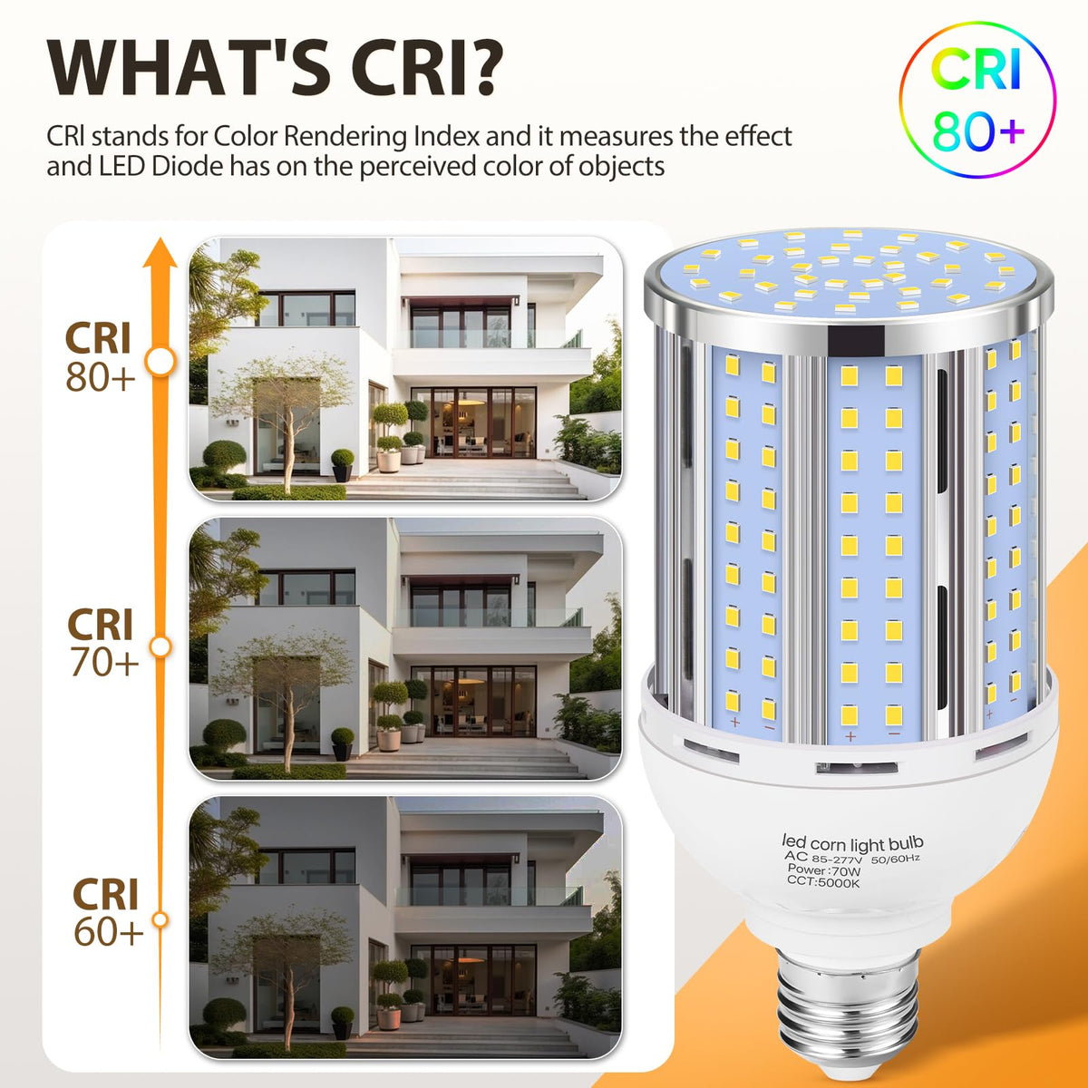 70W LED Corn Light Bulb(6 Pack),(700 Watt Equivalent) Fanless E26/E39 Medium/Large Mogul Base LED Cob Lamp 5000K