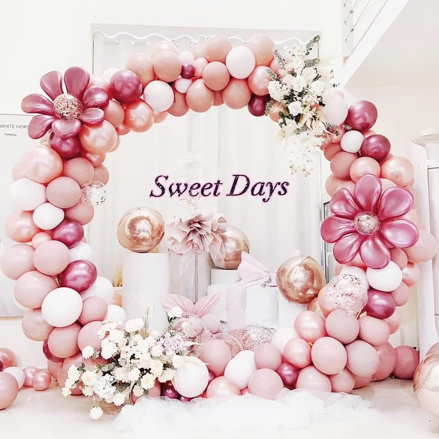 Round Backdrop Stand 8FT White Wedding Balloon Arch Stand for Party