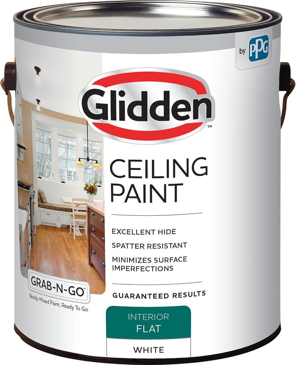 Interior Latex Ceiling Paint, White, Flat,1 gal